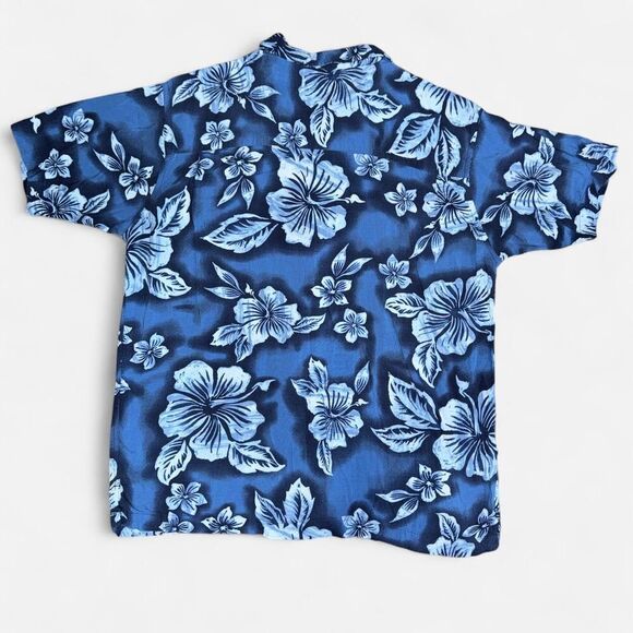 Vintage Steve & Barry's Blue Hawaiian Print Floral Button Down Shirt - Picture 7 of 7